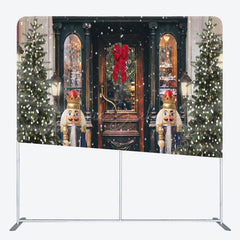 Lofaris Retro Christmas Door Double-Sided Square Backdrop