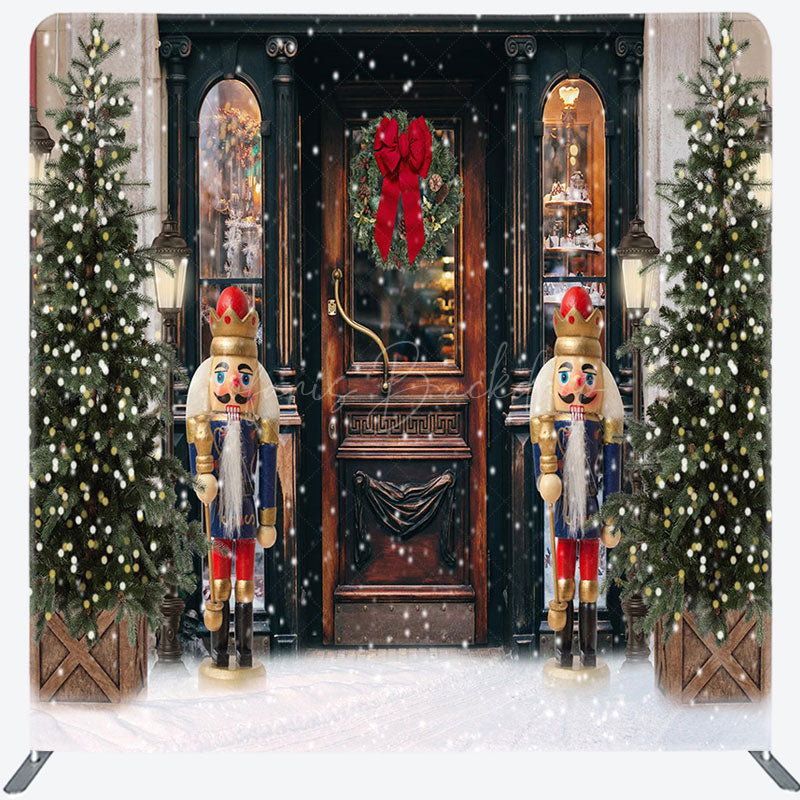 Lofaris Retro Christmas Door Double-Sided Square Backdrop