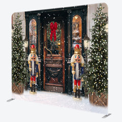 Lofaris Retro Christmas Door Double-Sided Square Backdrop