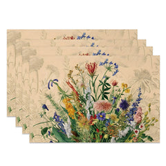 Lofaris Retro Colorful Wildflower Print Set Of 4 Placemats