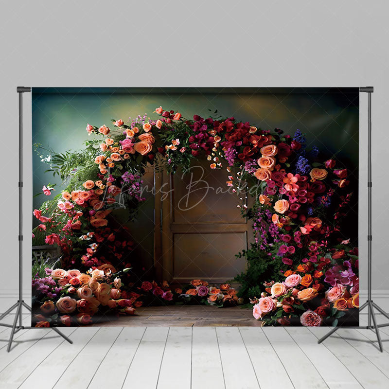 Lofaris Retro Dark Pink Floral Fine Art Photography Backdrop