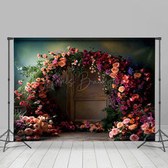 Lofaris Retro Dark Pink Floral Fine Art Photography Backdrop