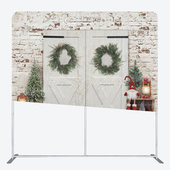 Lofaris Retro Door Christmas Tree Tension Fabric Backdrop