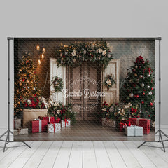 Lofaris Retro Door Trees Gifts Festive Christmas Backdrop