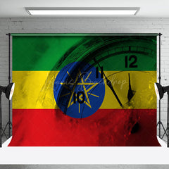 Lofaris Retro Ethiopia Flag Clock Happy New Year Backdrop