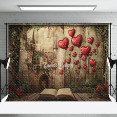 Lofaris Retro Fairy Story Book Valentines Day Vibe Backdrop