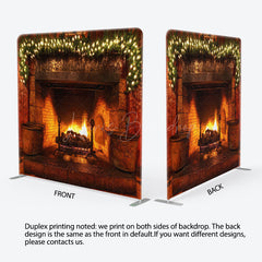 Lofaris Retro Fireplace Christmas Tension Fabric Backdrop