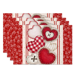 Lofaris Retro Floral Heart Valentines Day Set Of 4 Placemats