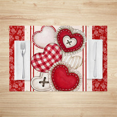 Lofaris Retro Floral Heart Valentines Day Set Of 4 Placemats