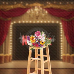 Lofaris Retro Gold Stage Red Curtain stage Photo Backdrop