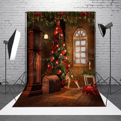 Lofaris Retro Grandfather Clock Xmas Tree Christmas Backdrop