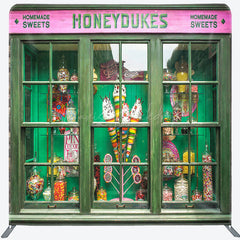 Lofaris Retro Green Candy Shop Honeydukes Square Backdrop