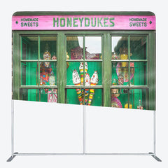 Lofaris Retro Green Candy Shop Honeydukes Square Backdrop