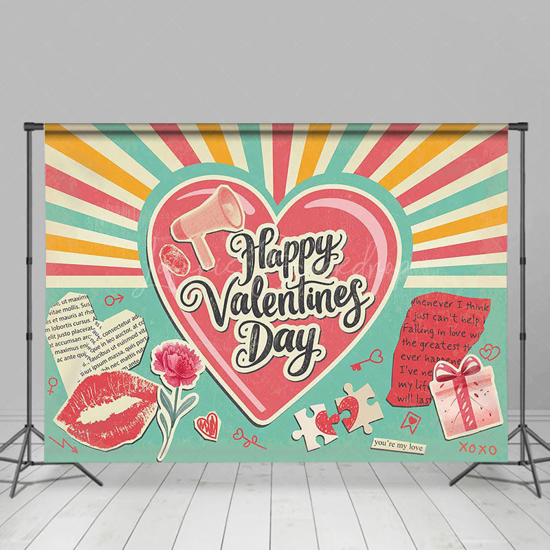 Lofaris Retro Green Clip Art Romantic Valentines Day Backdrop