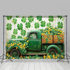 Lofaris Retro Green Clover Truck St Patricks Day Backdrop