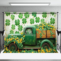 Lofaris Retro Green Clover Truck St Patricks Day Backdrop