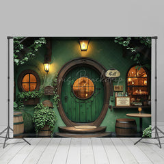 Lofaris Retro Green Wooden Vestibule Greenery Spring Backdrop