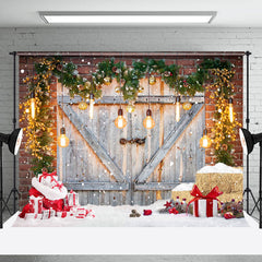 Lofaris Retro Grey Door Light Glitter Christmas Backdrop