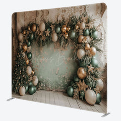 Lofaris Retro Grey Green Wall Christmas Pillow Case Backdrop