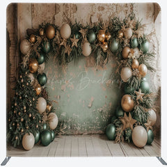 Lofaris Retro Grey Green Wall Christmas Pillow Case Backdrop