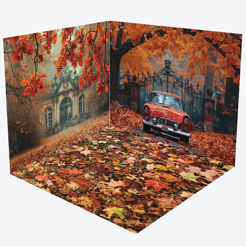 Lofaris Retro House Maple Forest Car Autumn Room Set Backdrop