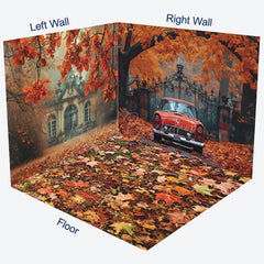 Lofaris Retro House Maple Forest Car Autumn Room Set Backdrop