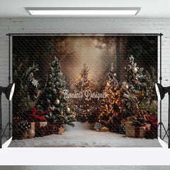 Lofaris Retro Interior Pine Tree Baubles Christmas Backdrop