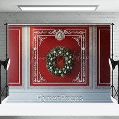 Lofaris Retro Luxury Red White Wall Wreath Christmas Backdrop