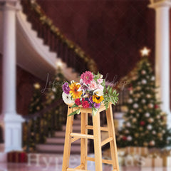 Lofaris Retro Luxury Stairs Tree Gift Christmas Vibe Backdrop