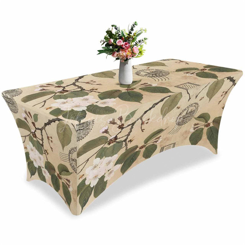 Lofaris Retro Pear Blossom Floral Leaves Cool Stretch Table Cover