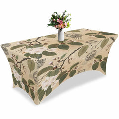 Lofaris Retro Pear Blossom Floral Leaves Cool Stretch Table Cover