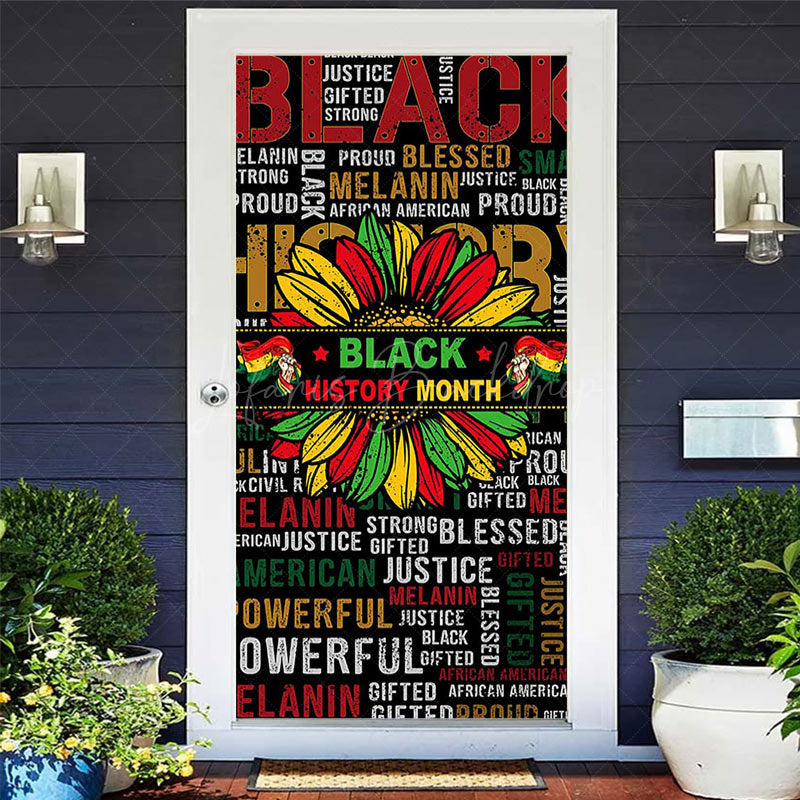 Lofaris Retro Positive Text Black History Month Door Cover