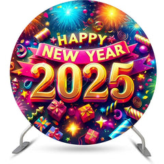 Lofaris Retro Purple Dazzling New Year Night Round Backdrop