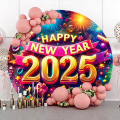 Lofaris Retro Purple Dazzling New Year Night Round Backdrop