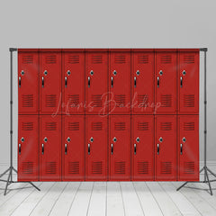 Lofaris Retro Red Regular Locker Backdrop For Photography