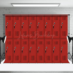 Lofaris Retro Red Regular Locker Backdrop For Photography