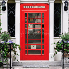 Lofaris Retro Red Telephone Booth Scene Party Door Cover