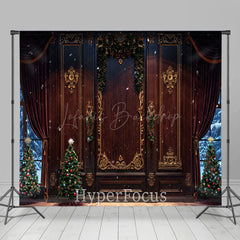 Lofaris Retro Red Wall Fireplace Christmas Room Set Backdrop