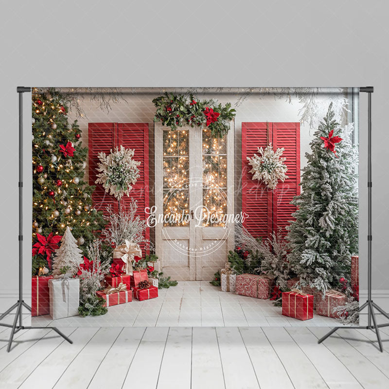 Lofaris Retro Red White Wall Festive Christmas Vibe Backdrop