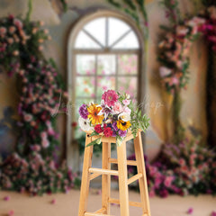 Lofaris Retro Shabby Wall Window Floral Photography Backdrop