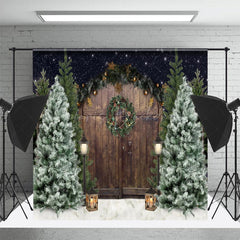 Lofaris Retro Song Wood Door Snow Christmas Room Set Backdrop