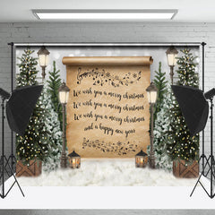 Lofaris Retro Song Wood Door Snow Christmas Room Set Backdrop