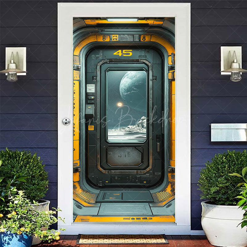 Lofaris Retro Spacecraft Window Moon Scene Party Door Cover