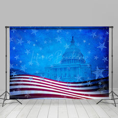 Lofaris Retro Stars Usa Flag White Hosue Patriotic Backdrop