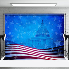 Lofaris Retro Stars Usa Flag White Hosue Patriotic Backdrop