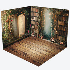 Lofaris Retro Story Book Shelf Greenery Room Set Backdrop