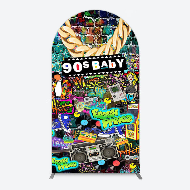 Lofaris Retro Street Graffiti Hip Hop 90s Baby Arch Backdrop