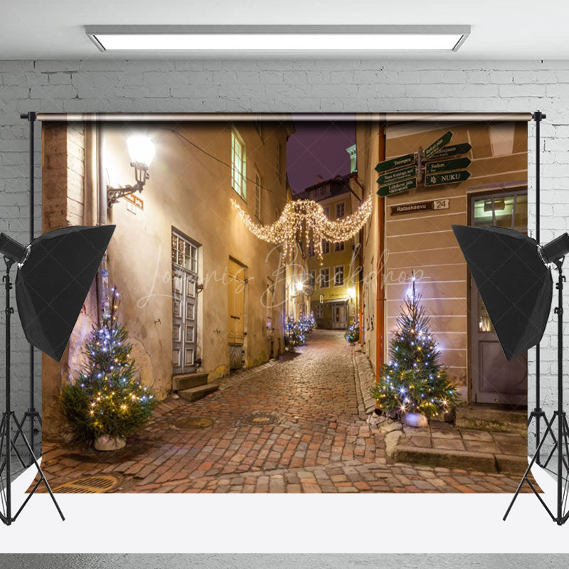 Lofaris Retro Street Light Strip Merry Christmas Backdrop