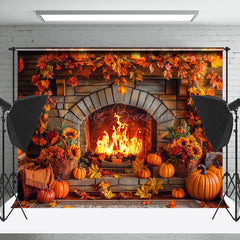 Lofaris Retro Teal Window Fireplace Autumn Room Set Backdrop