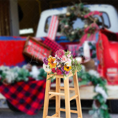 Lofaris Retro Truck Back Wreath Dessert Christmas Backdrop